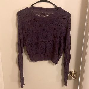 purple cropped light sweater